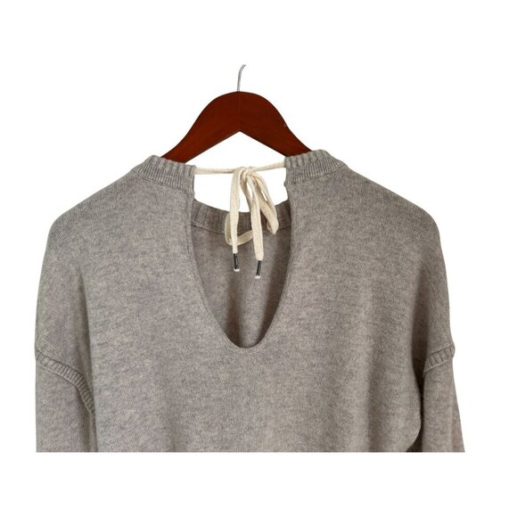 Gray Duffy 100% Cashmere Knit Sweater With Back Tie Detail & High-Low Hem - Picture 7 of 9